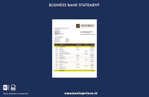 stile verificato Estratto conto aziendale della Changshu Rural Commercial Bank m